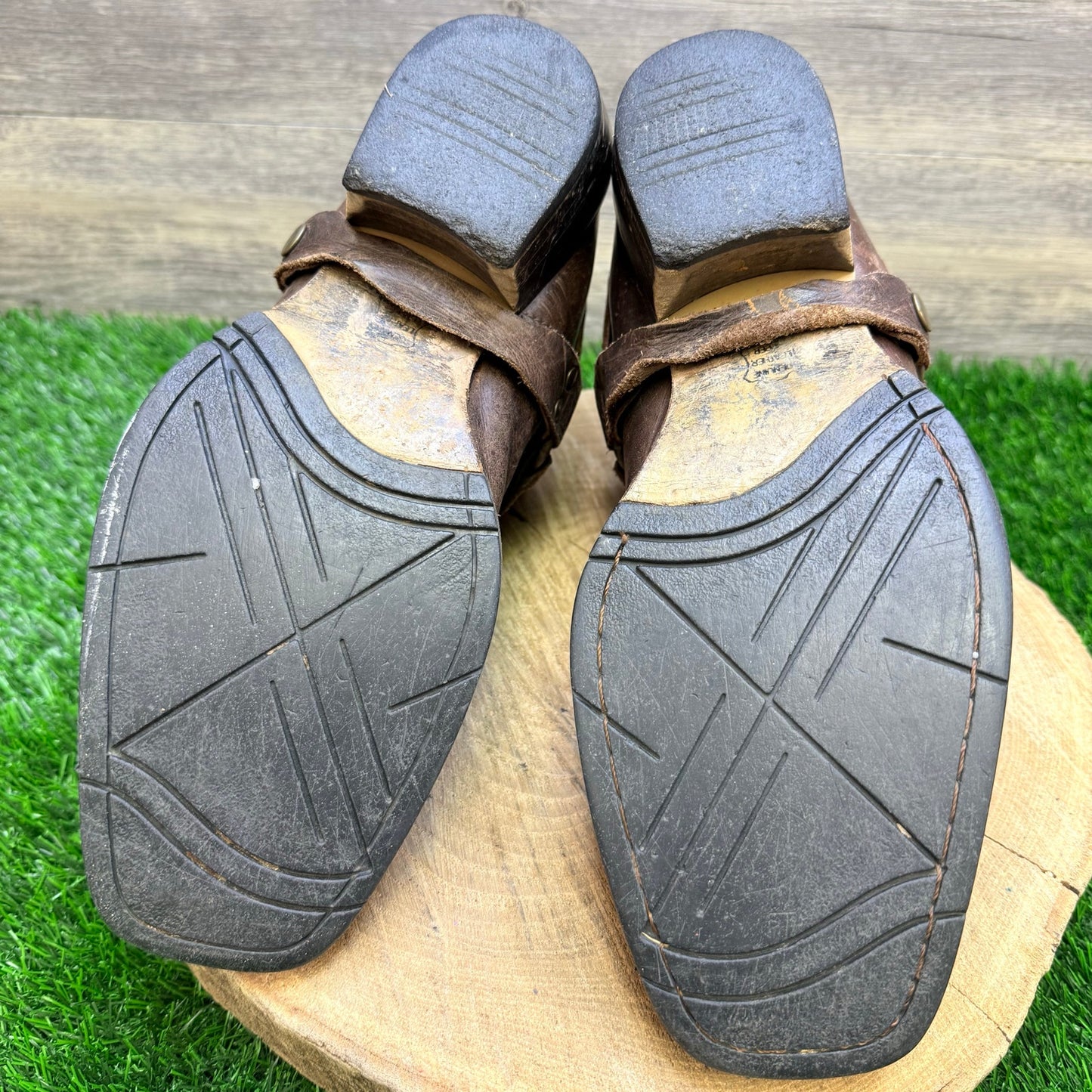 Brunellos Men - Size 9.5 - Brown Harness Square Toe Boots E002