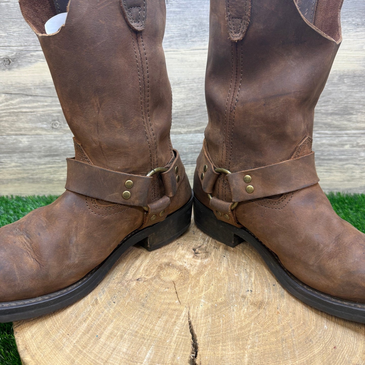 Dingo Men - Size 9EW Brown Gaucho Harness Square Toe Moto Boots DI19074