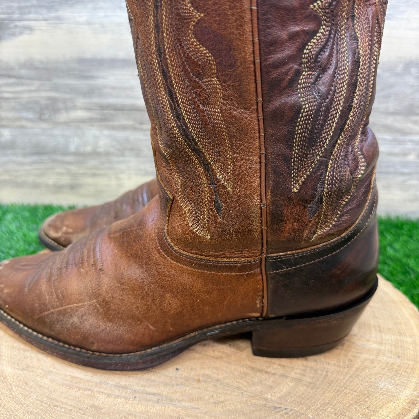 Justin Men - Size 8.5EE - Tan Western Cowboy Boots Style 2421