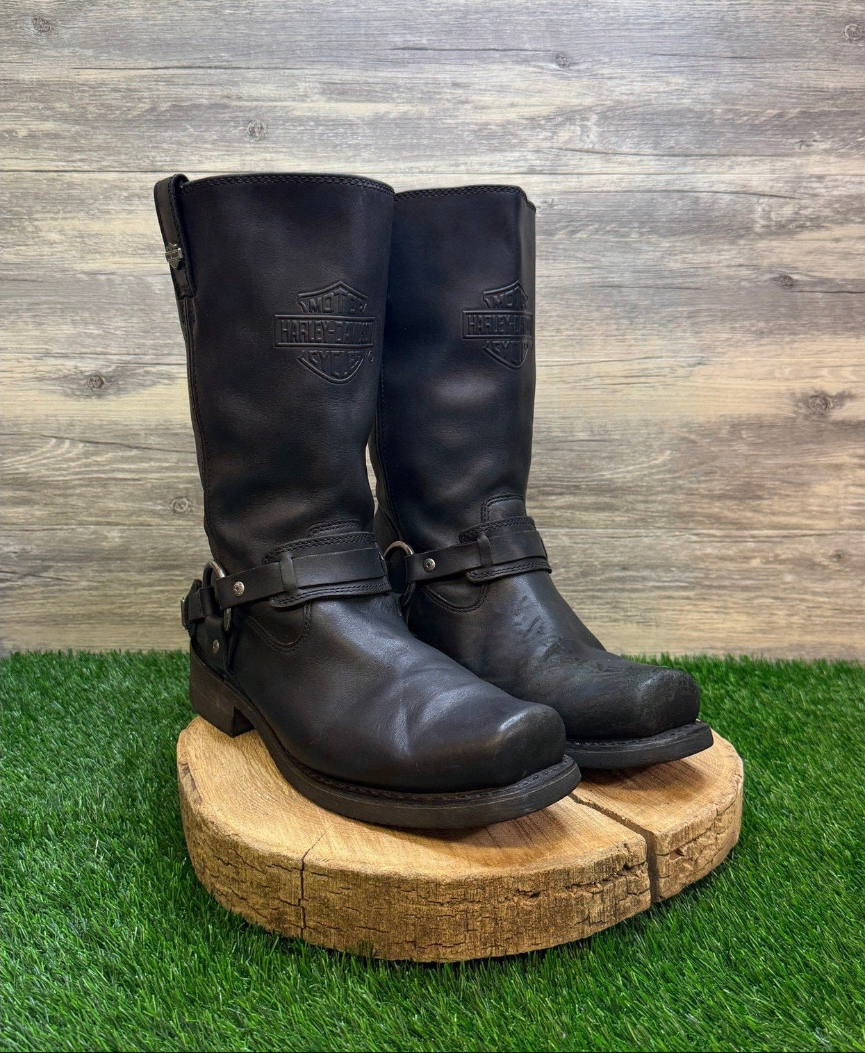 Harley Davidson Men - Size 12M - Black Buckle Moto Boots Style D93315