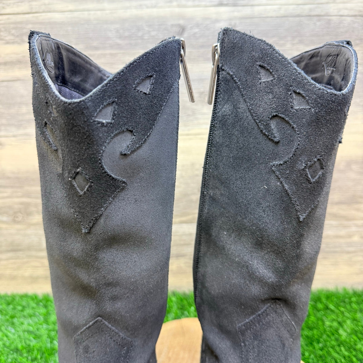 Reba Women - Size 6.5M - Black Tonal Embroidery Western Cowboy Boots Lance