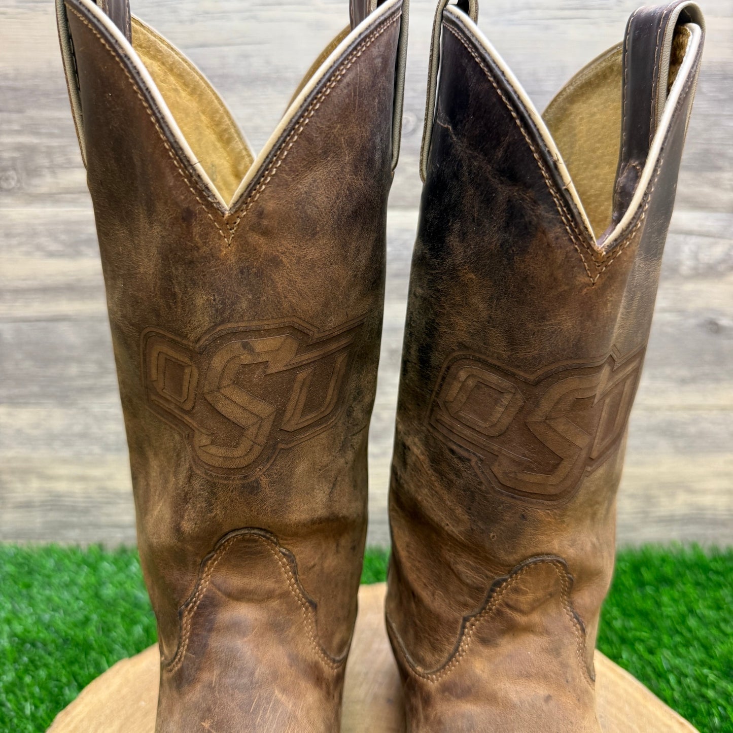 Nocona Women - Size 7B - Brown Oklahoma State University Snip Toe Cowboy Boots