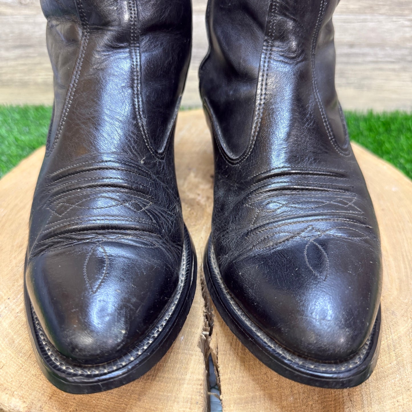 Texas Men - Size 7.5D - Vintage Black Zipper Western Cowboy Boots 350