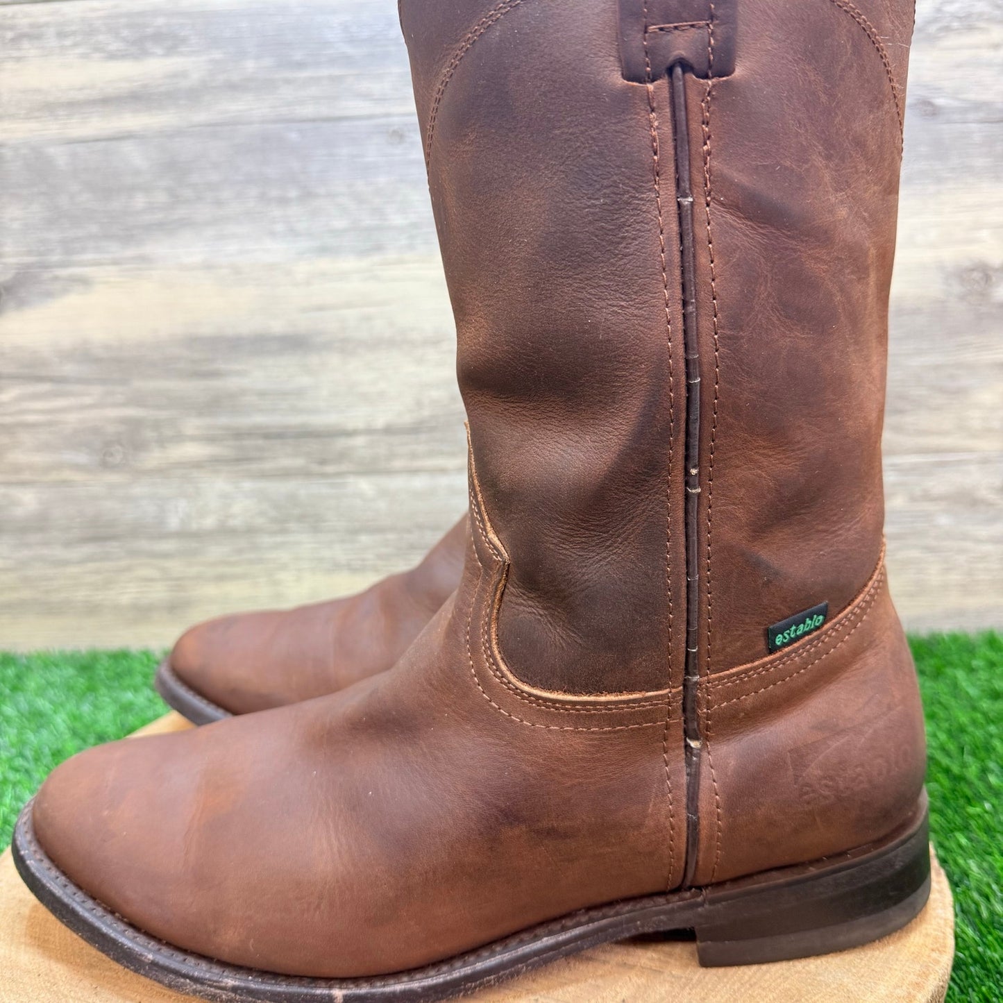 Establo Men - Size 10 - Brown Roper Style Western Cowboy Boots 4RO