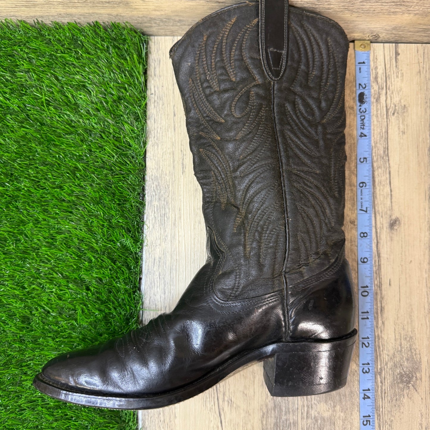Texas Men - Size 8D - Vintage Black Western Cowboy Boots Style W5010