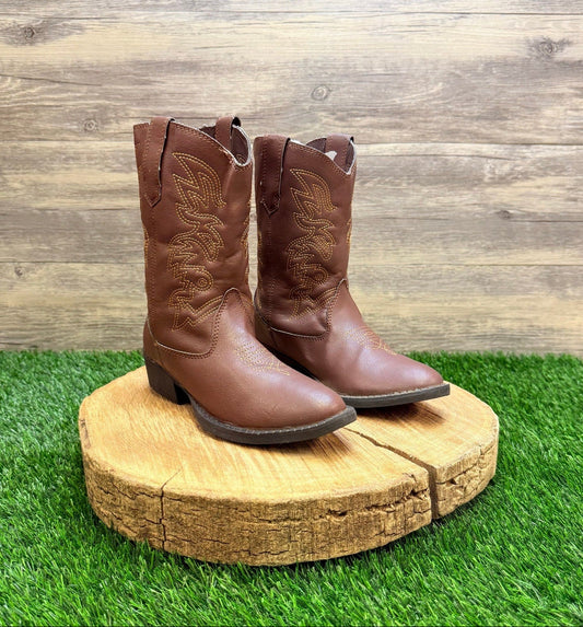 Deer Stags Youth - Size 13 - Brown Ranch Faux Leather Cowboy Boots 20104