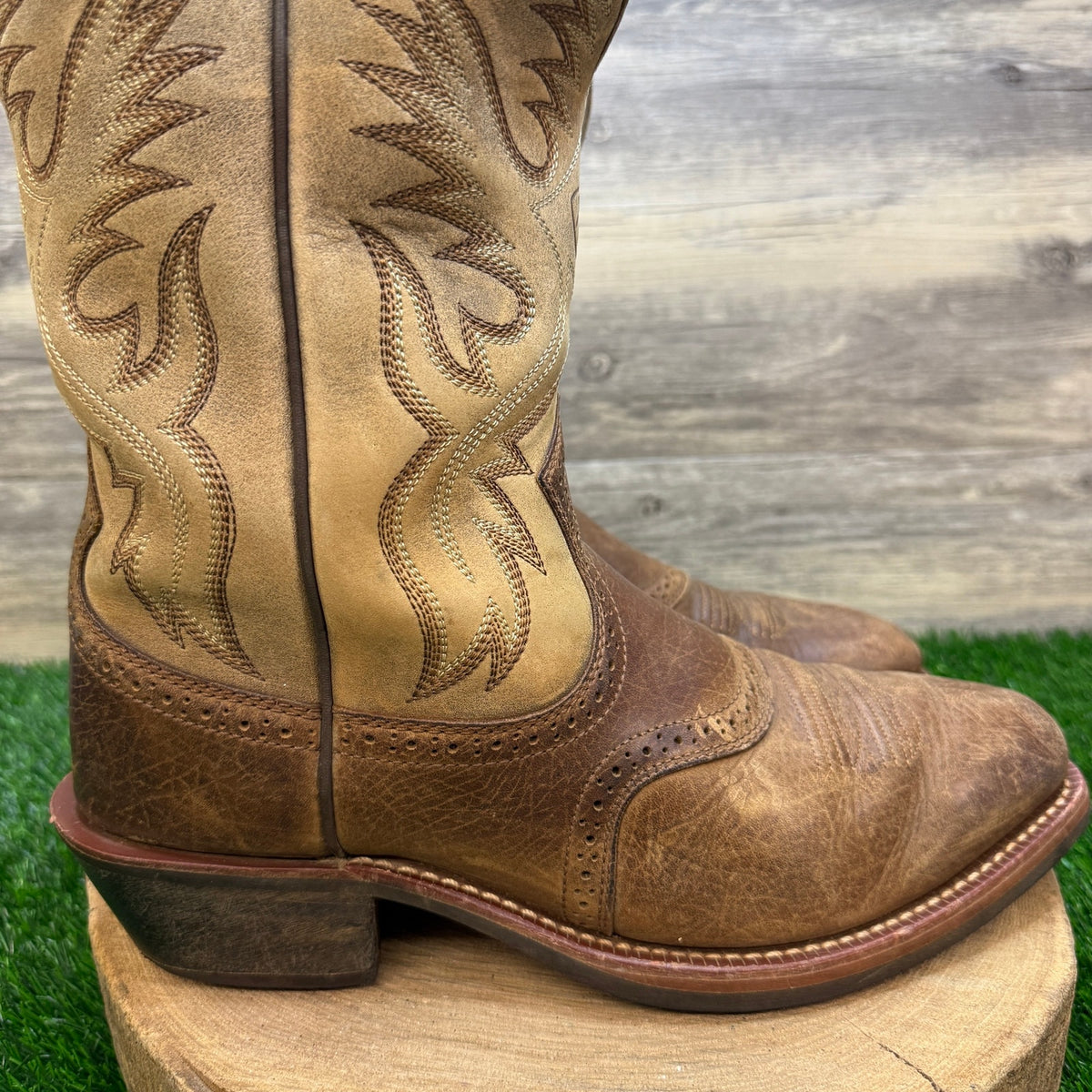 Ariat Men - Size 10.5EE - Two Tone Brown Square Toe Cowboy Boots 10002230