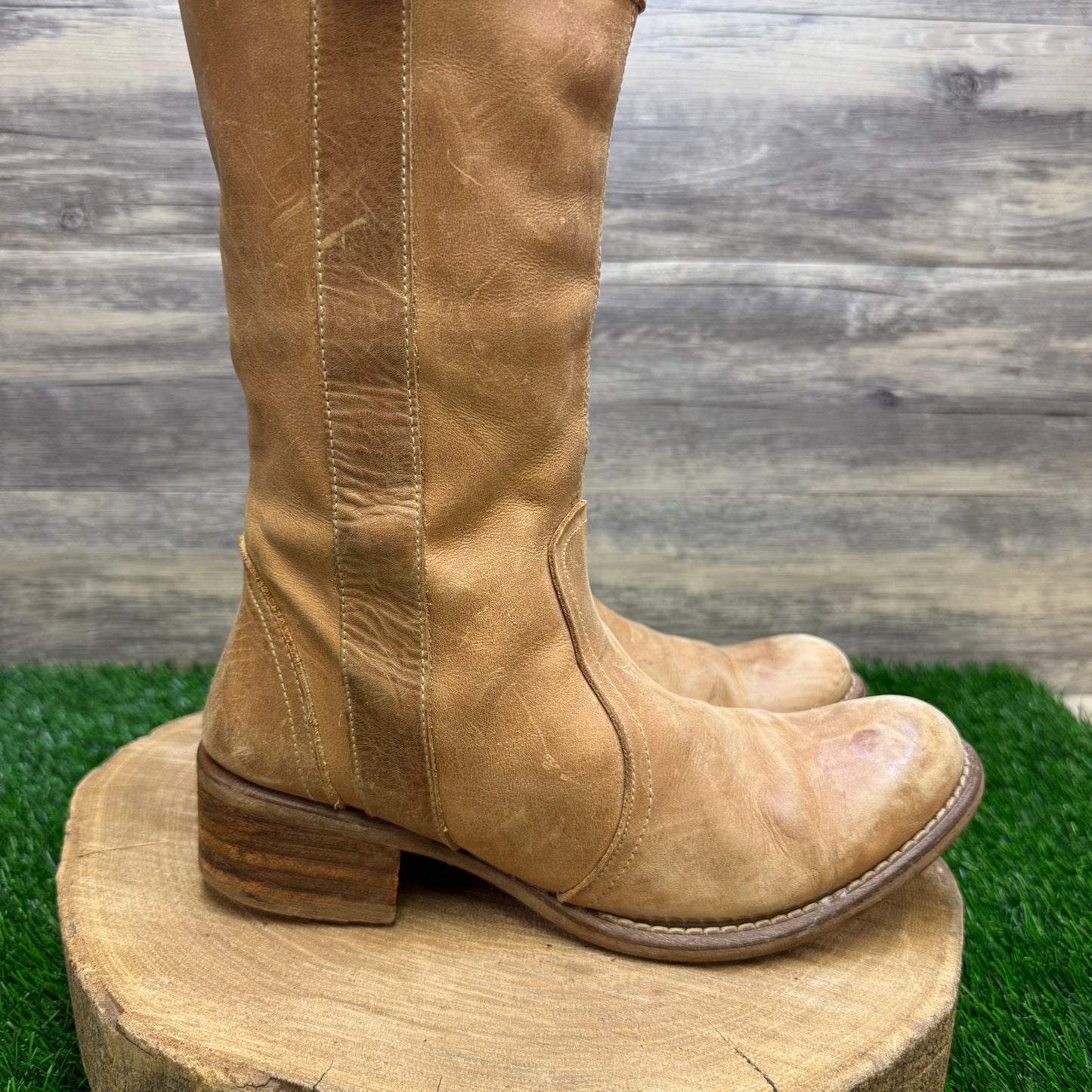 Destroy Women - Size 8 - Tan Tall Moto Boots