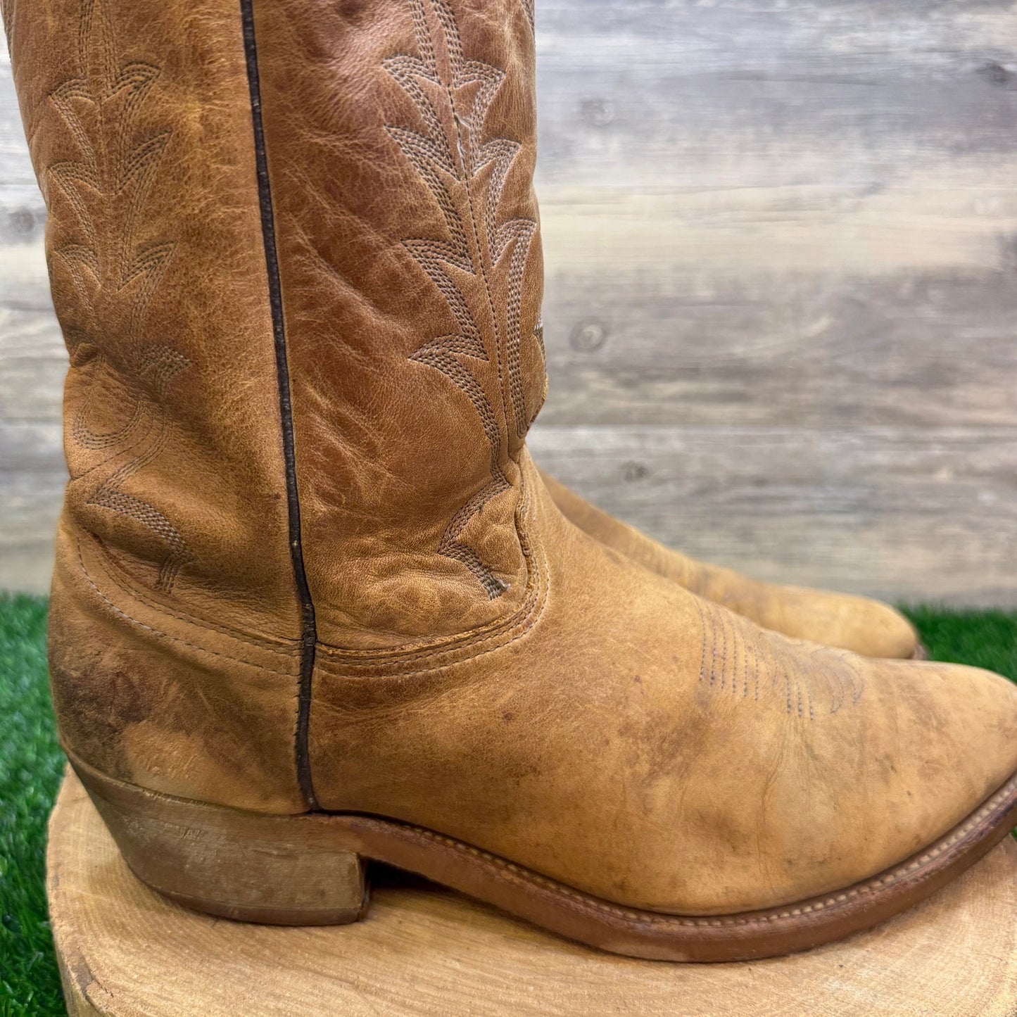 Abilene Men - Size 11D - Vintage Tan Suede Western Cowboy Boots Style 6552