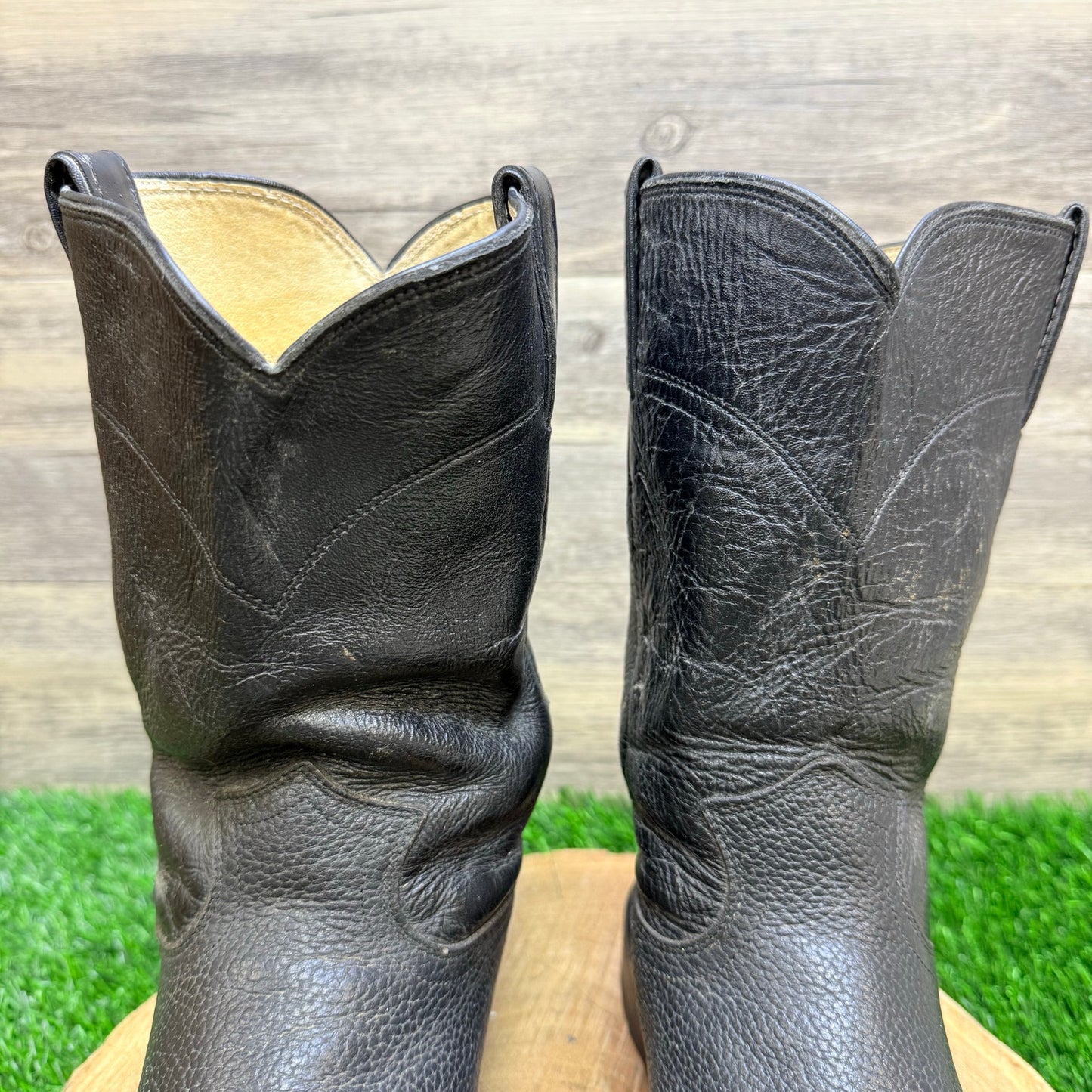 Justin Men - Size 9D - Black Exotic Roper Cowboy Boots USA J40594