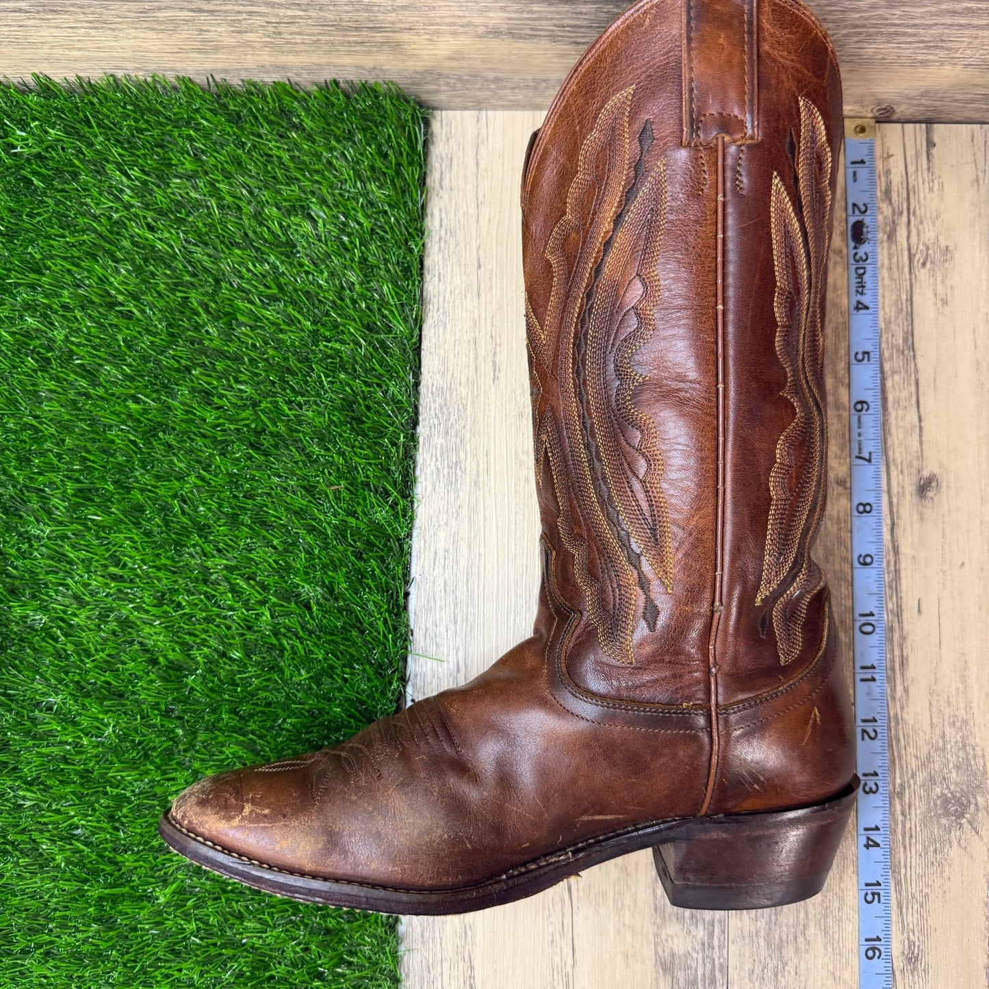 Justin Men - Size 8.5EE - Tan Western Cowboy Boots Style 2421