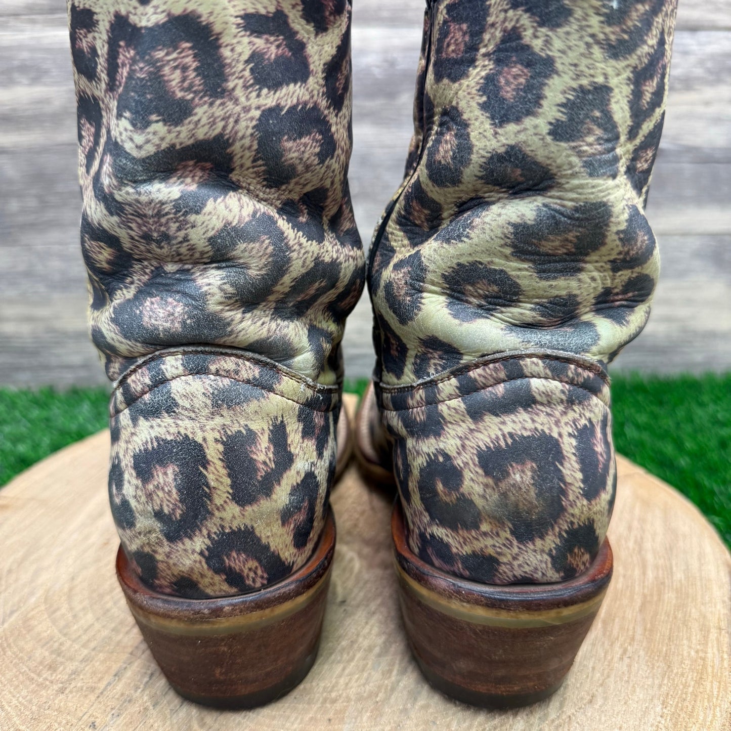 Tin Haul Co. Women - Size 6.5 - Cheetah Print Square Toe Cowboy Boots Style Gals