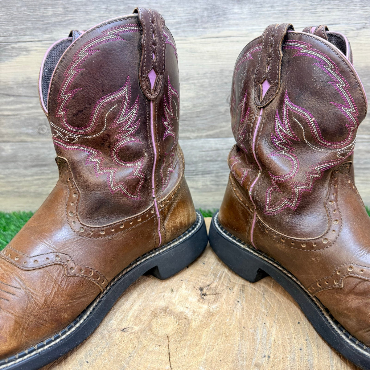 Justin Women - Size 9B - Brown / Pink Gypsy Cowboy Boots L9903