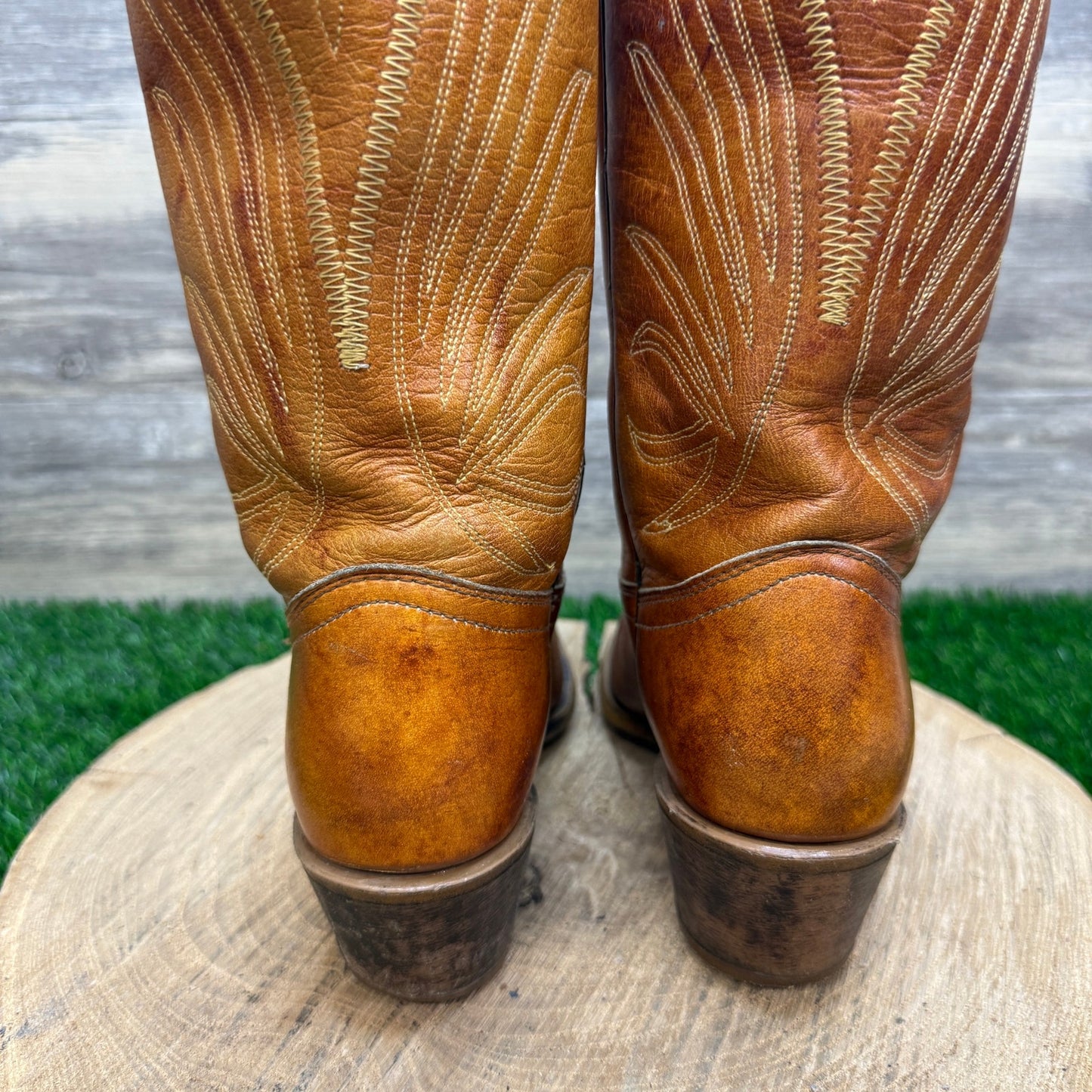 Texas Women - Size 5 - Vintage Marbled Tan Western Cowboy Boots