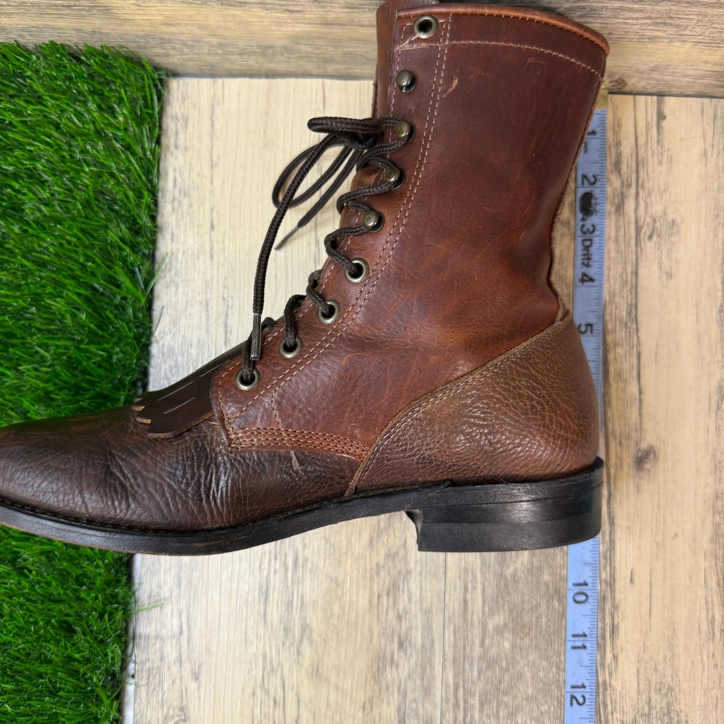 Boulet Women - Size 7C - Chocolate Lace Up Cowboy Boots Style 6124