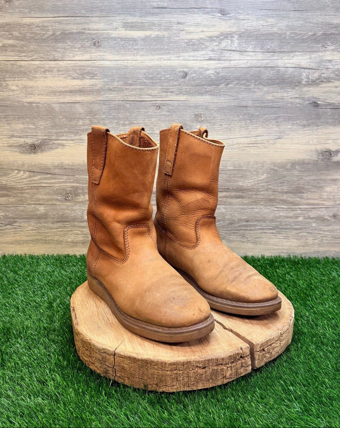 Brazos Men - Size 8.5M - Tan Suede Western Cowboy Boots MW1002