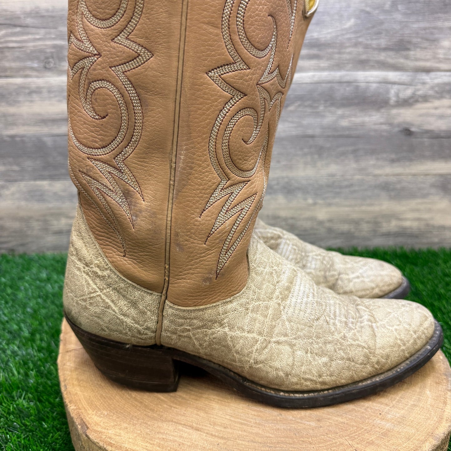 Acme Royal Men - Size 10D - Vintage Beige/Tan Exotic Cowboy Boots Style 6302