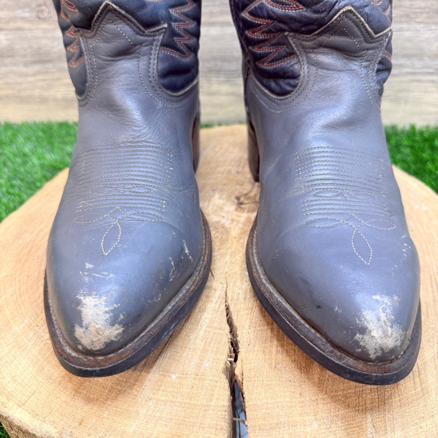 Iron Age Men - Size 8D - Vintage Black / Gray Steel Toe Cowboy Boots 5077