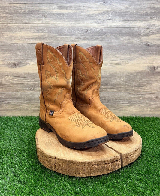 Justin Men - Size 10D - Tan George Strait Western Cowboy Boots 9013