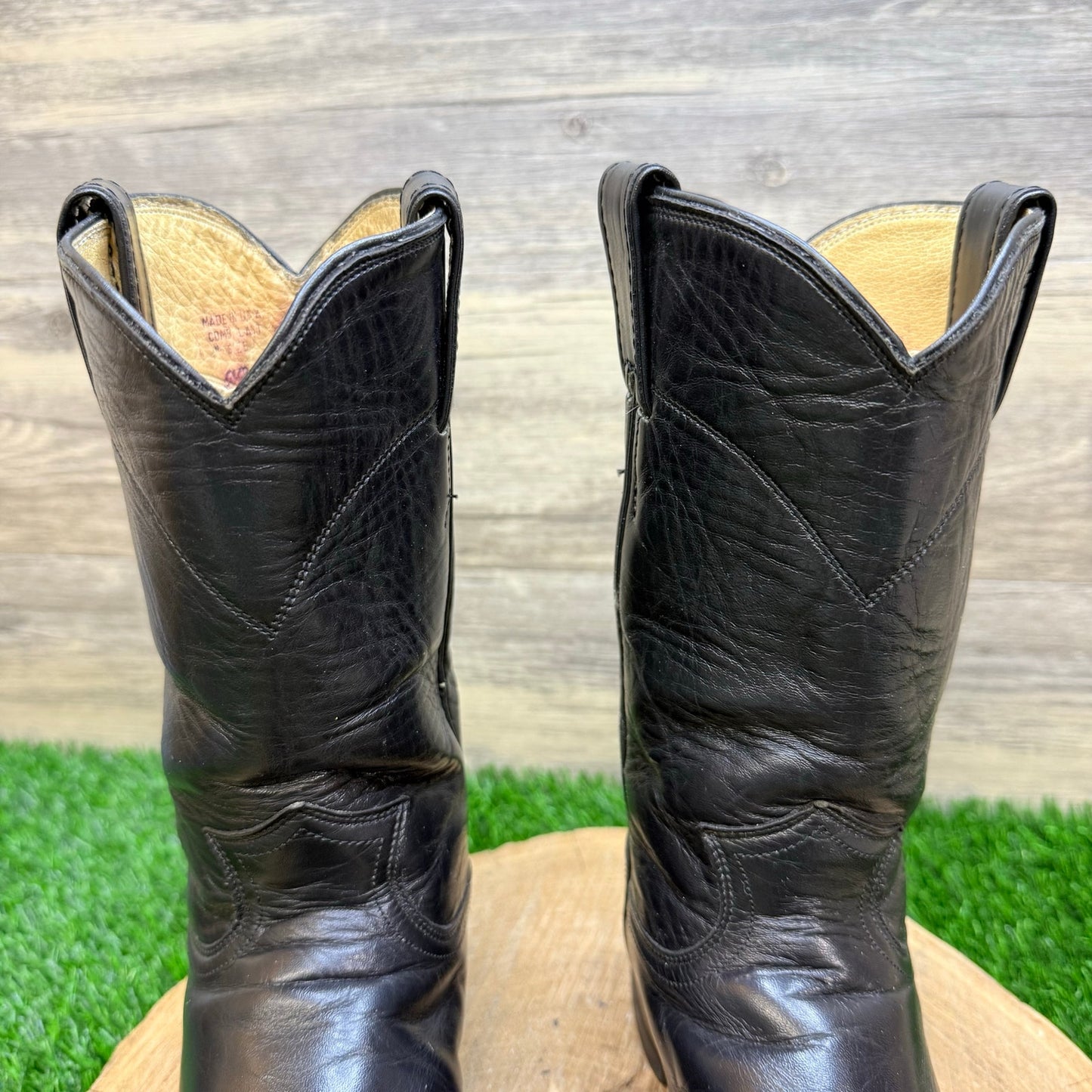 Justin Women - Size 5.5B - Vintage Black Roper Western Cowboy Boots L3703