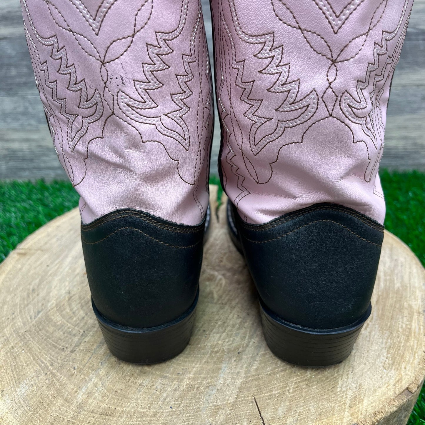 Smoky Mountain Youth - Size 5R - Black/Pink Faux Leather Cowboy Boots 1574Y