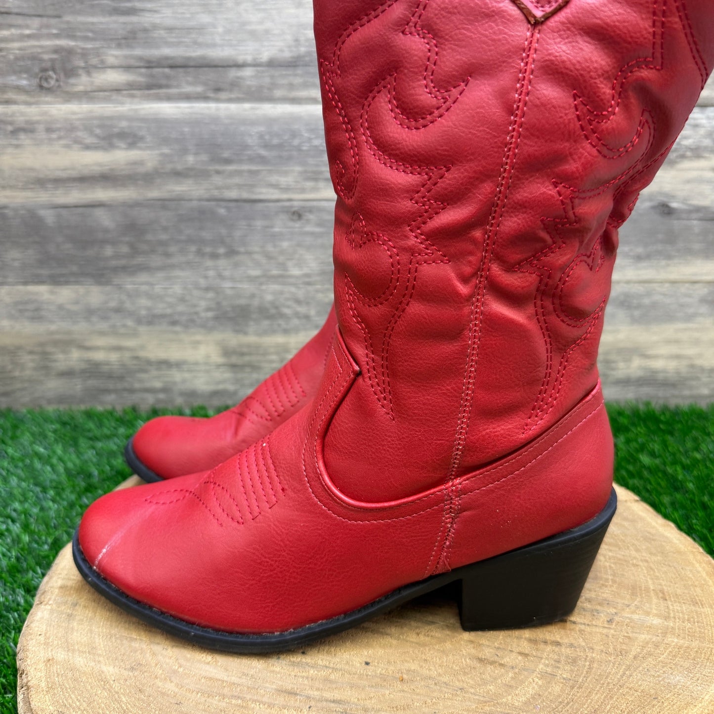 Charles Albert Women - Size 8 - Red Faux Leather Cowboy Boots