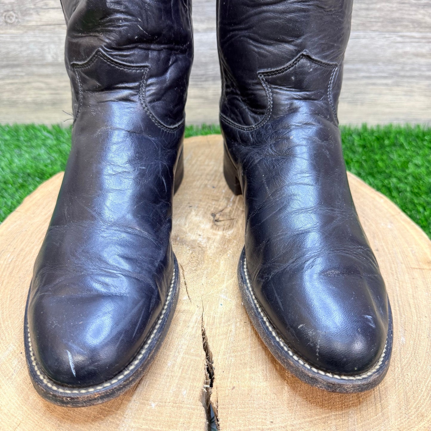 Justin Men - Size 7.5D - Black Roper Cowboy Boots 3133