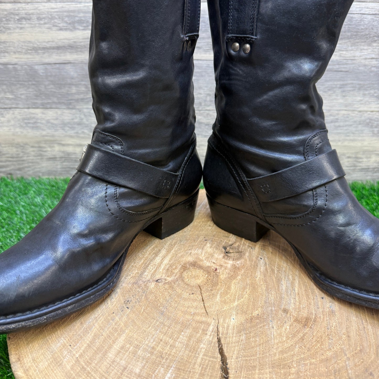 Frye Women - Size 6.5B - Black Martina Engineer Moto Boots Style 76920