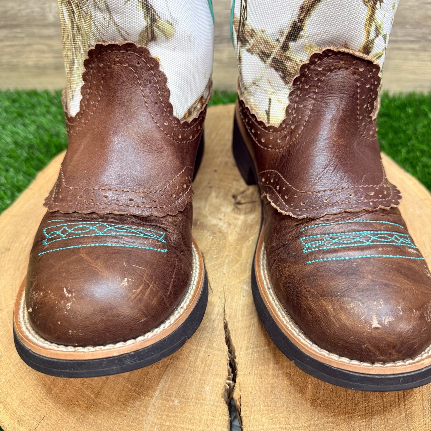 Ariat Women - Size 10.5B - Brown / White Camo Fatbaby Cowboy Boots 10009503
