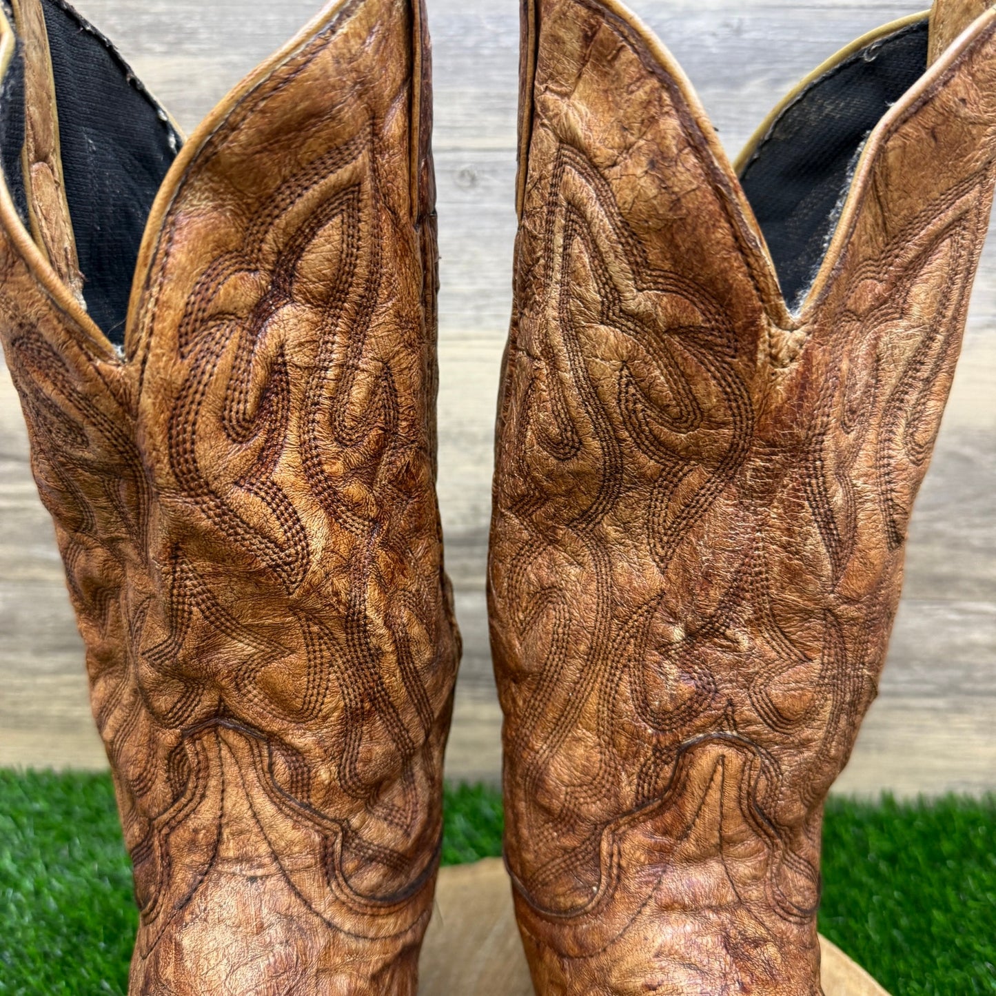 Texas Men - Size 10EE - Vintage Brushed Brown Slouch Western Cowboy Boots 7841