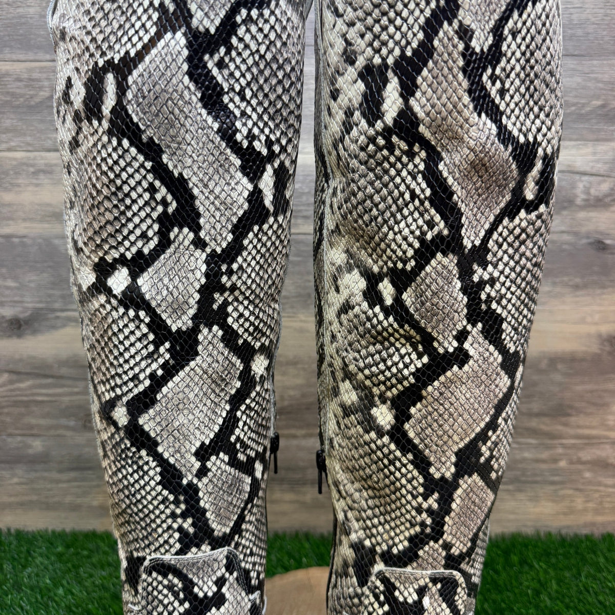Gianni Bini Women - Size 8M - Black/White Faux Snake Tall Boots