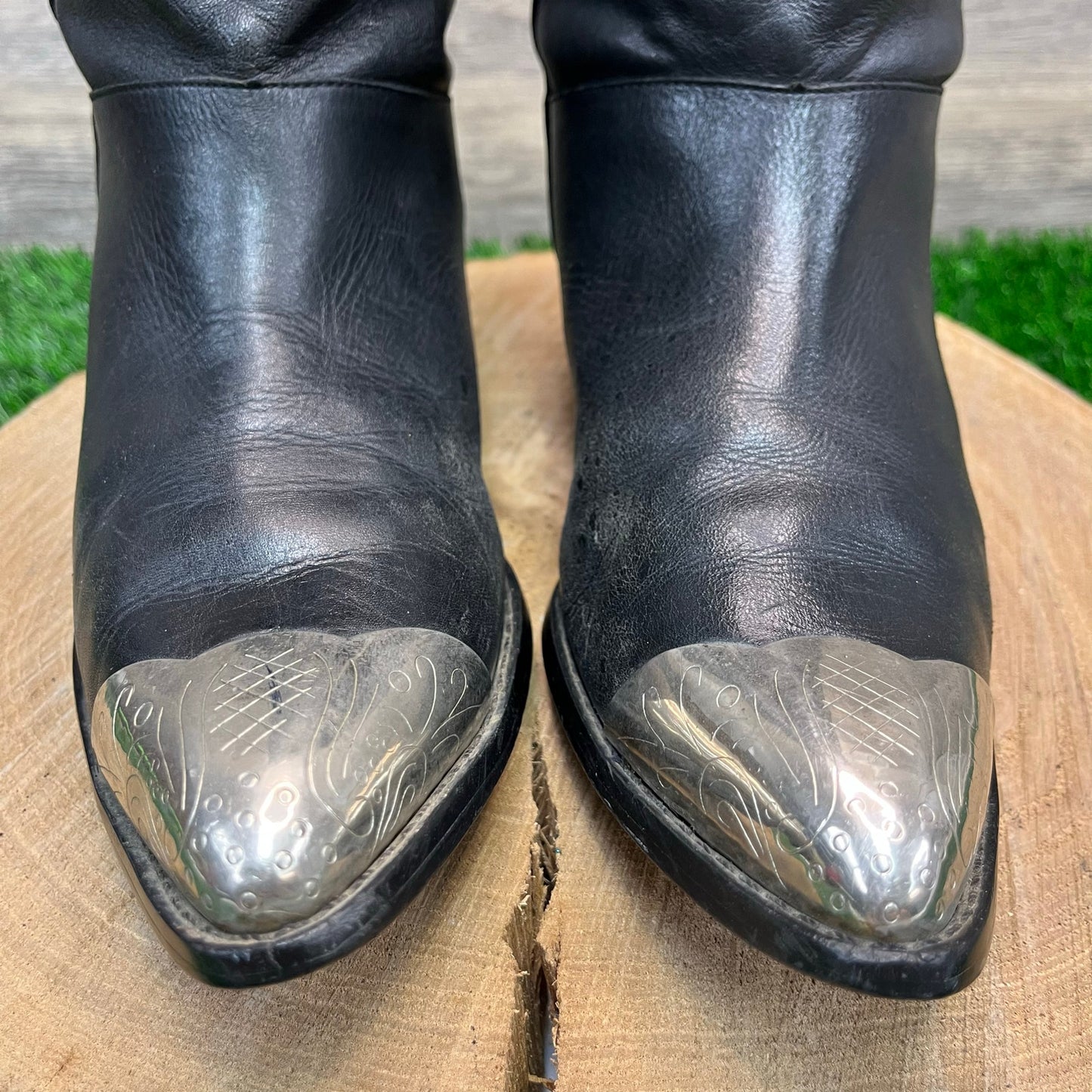 Unknown Women - Size 9B - Black Toe Plate Soft Leather Cowboy Boots Style 334