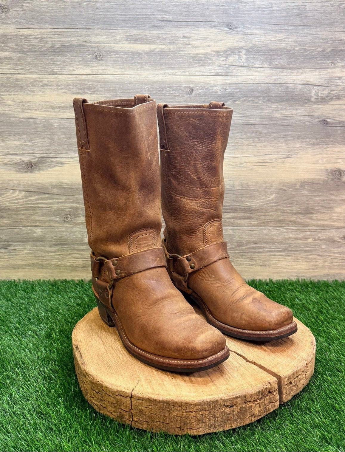 Frye Women - Size 8.5M - Brown Leather Harness Moto Boots 77300