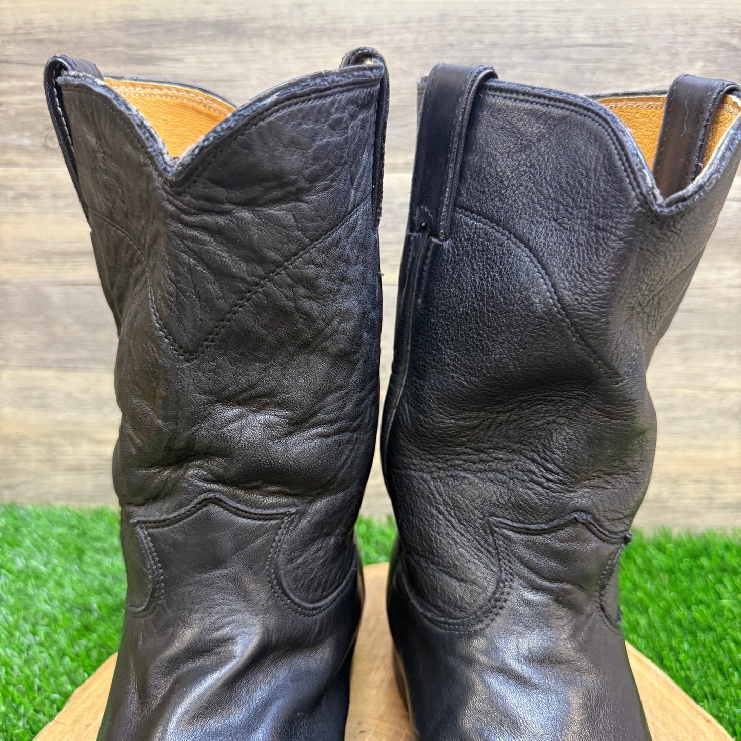Justin Men - Size 10EE - Black Roper Cowboy Boots Style 3620
