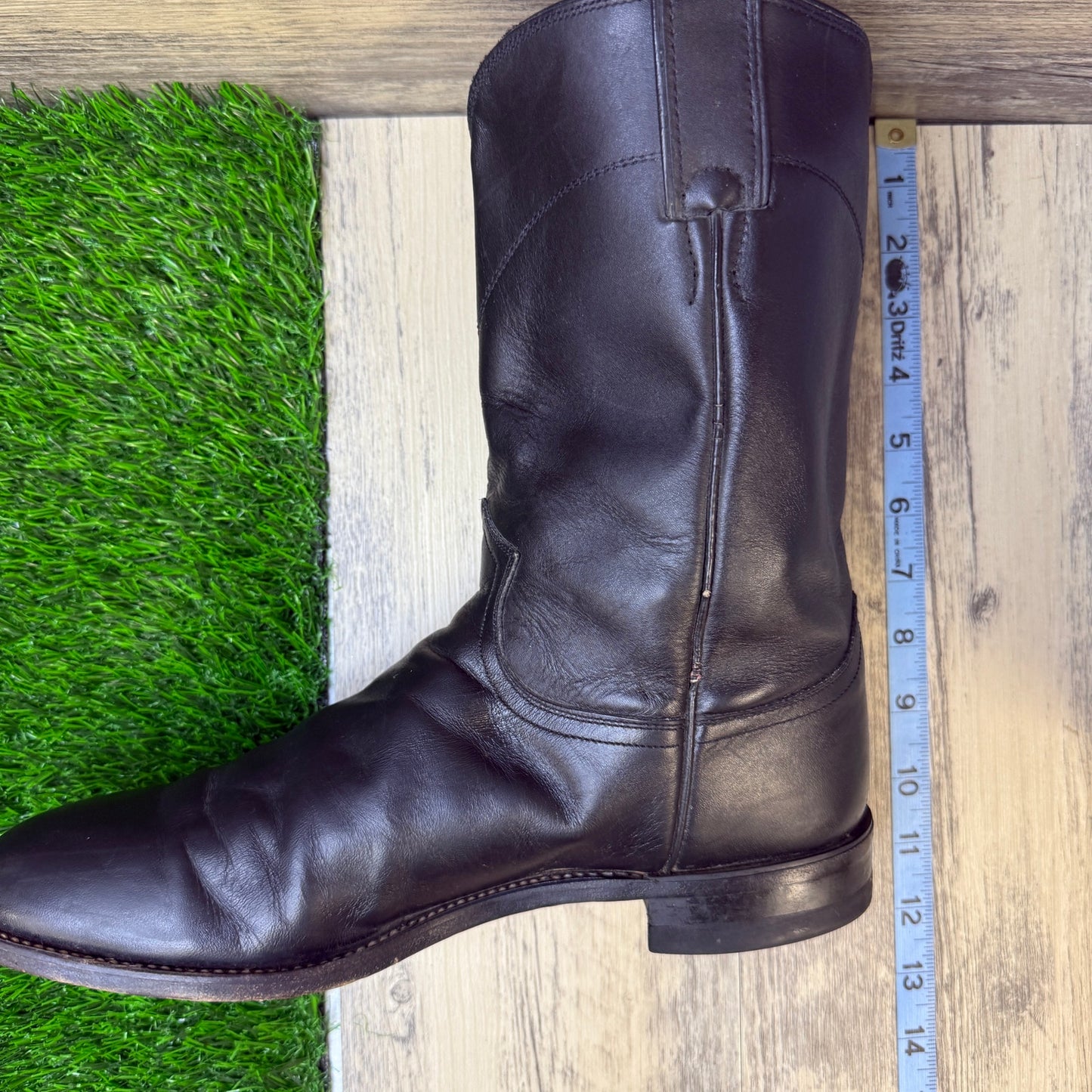 Justin Men - Size 9D - Black Roper Cowboy Boots Style 3133