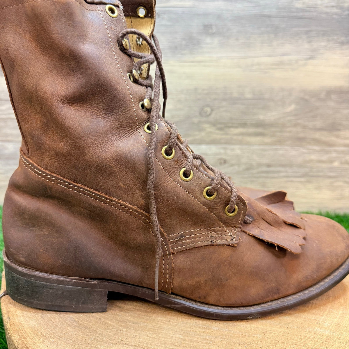 American West Men - Size 9.5EW - Brown Lace Up Boots 6992