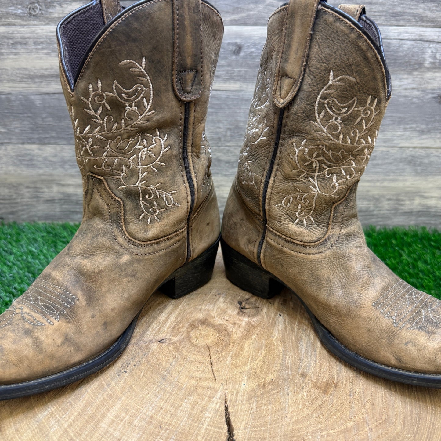 Dan Post Youth - Size 4D - Brown Soft Leather Cowboy Boots Style DPC3213