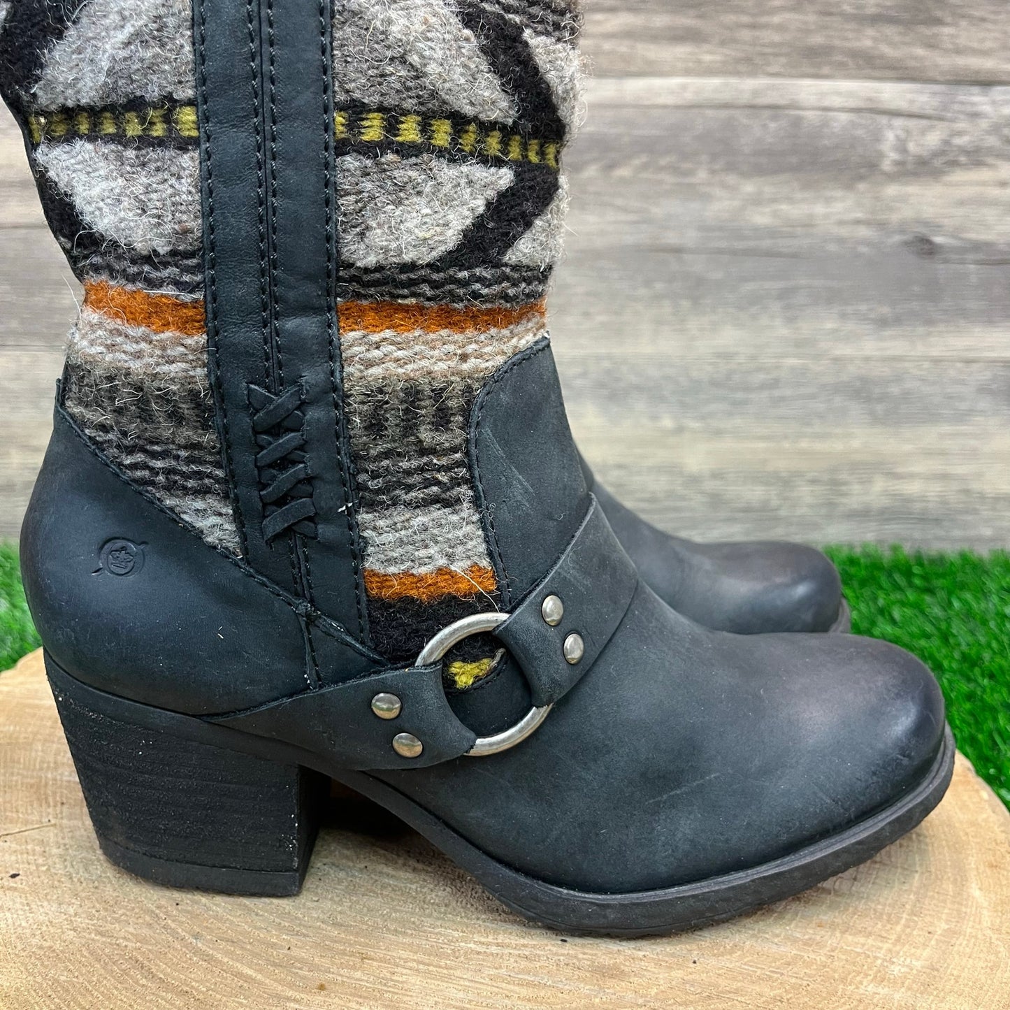 Born Women - Size 8 - Black Southwest Design Harness Ankle Boots 07503