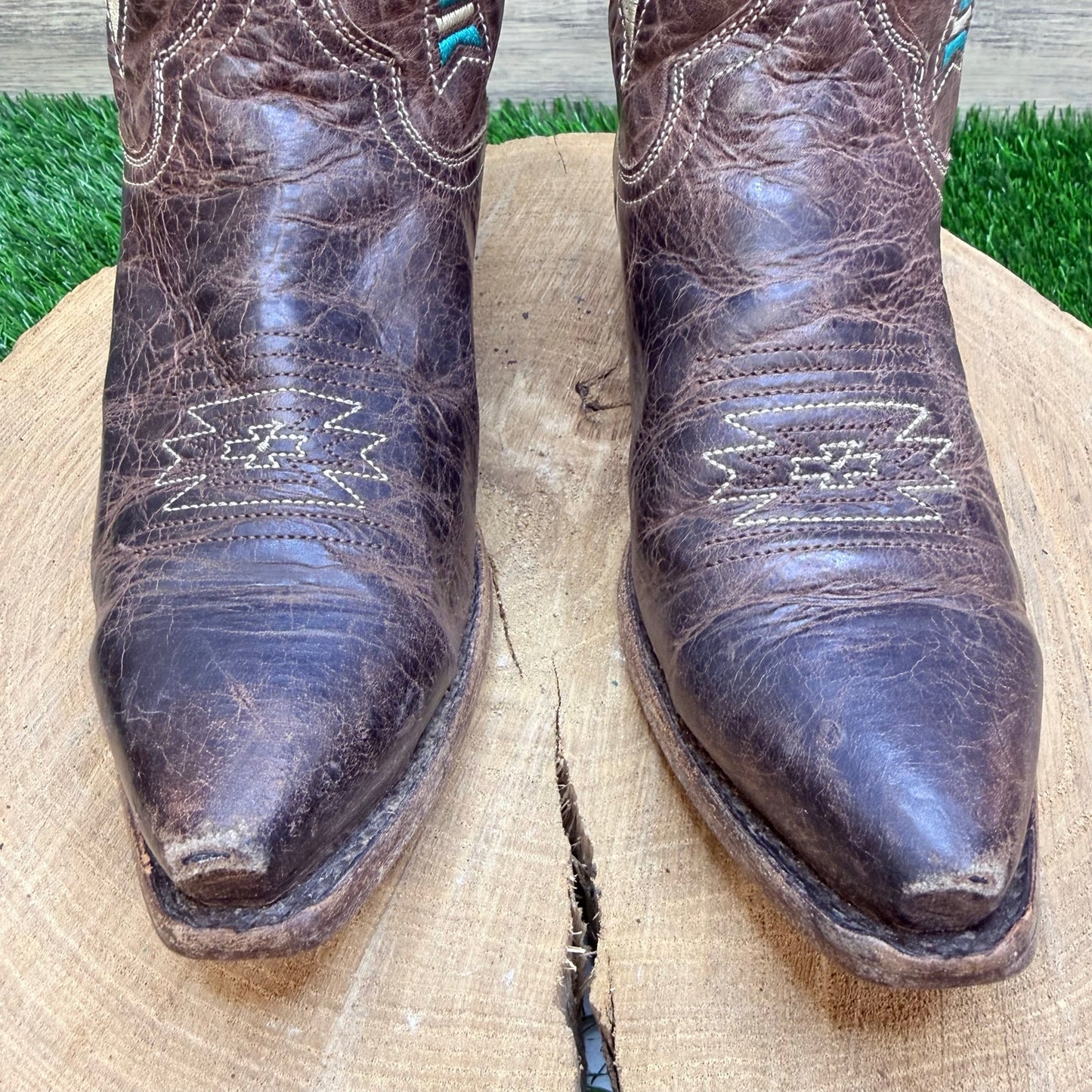 Roper Youth - Size 3 - Dark Brown Native Cowboy Boots 7622