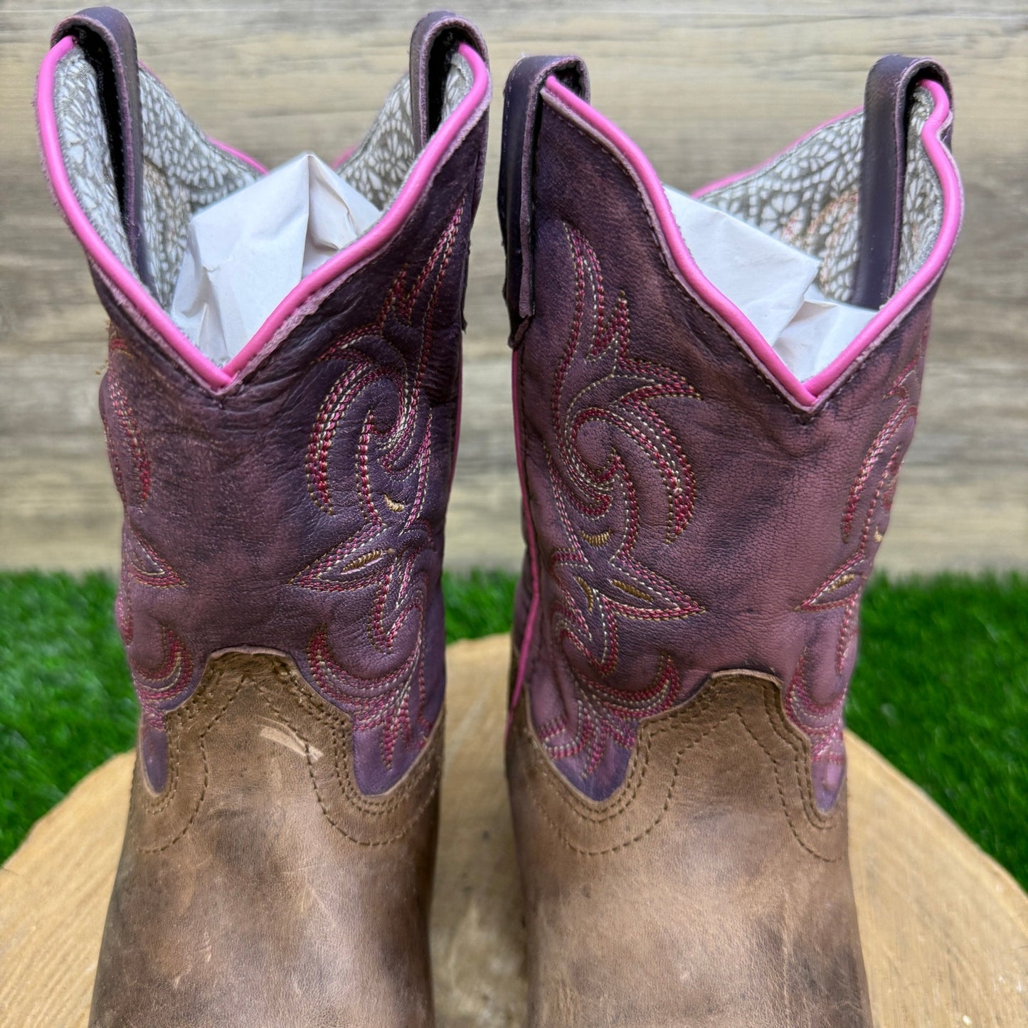 Dan Post Youth - Size 3D - Brown/Purple Square Toe Cowboy Boots DPC2947