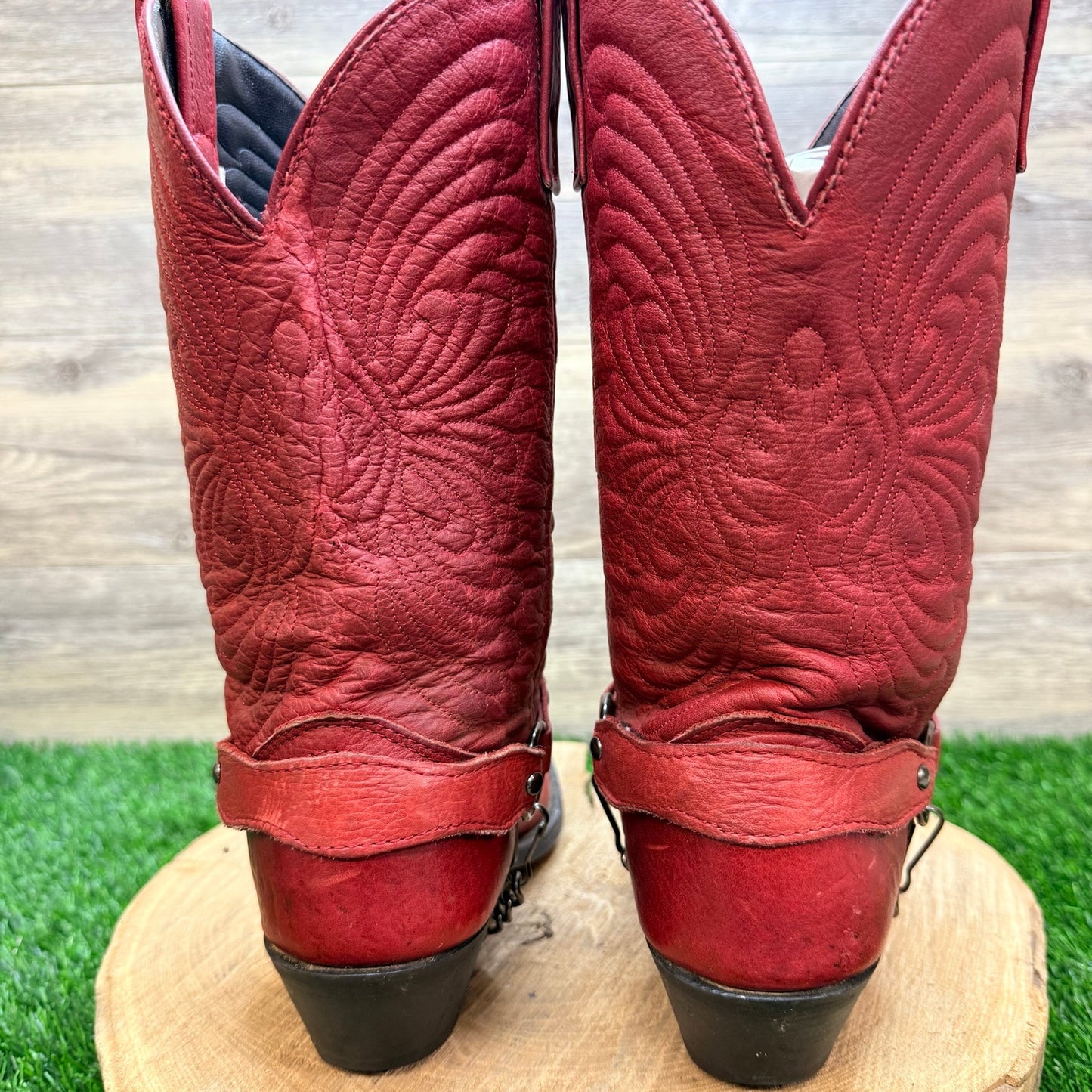Masterson Women - Size 8M - Red Heart Harness Western Cowboy Boots Style RB7483