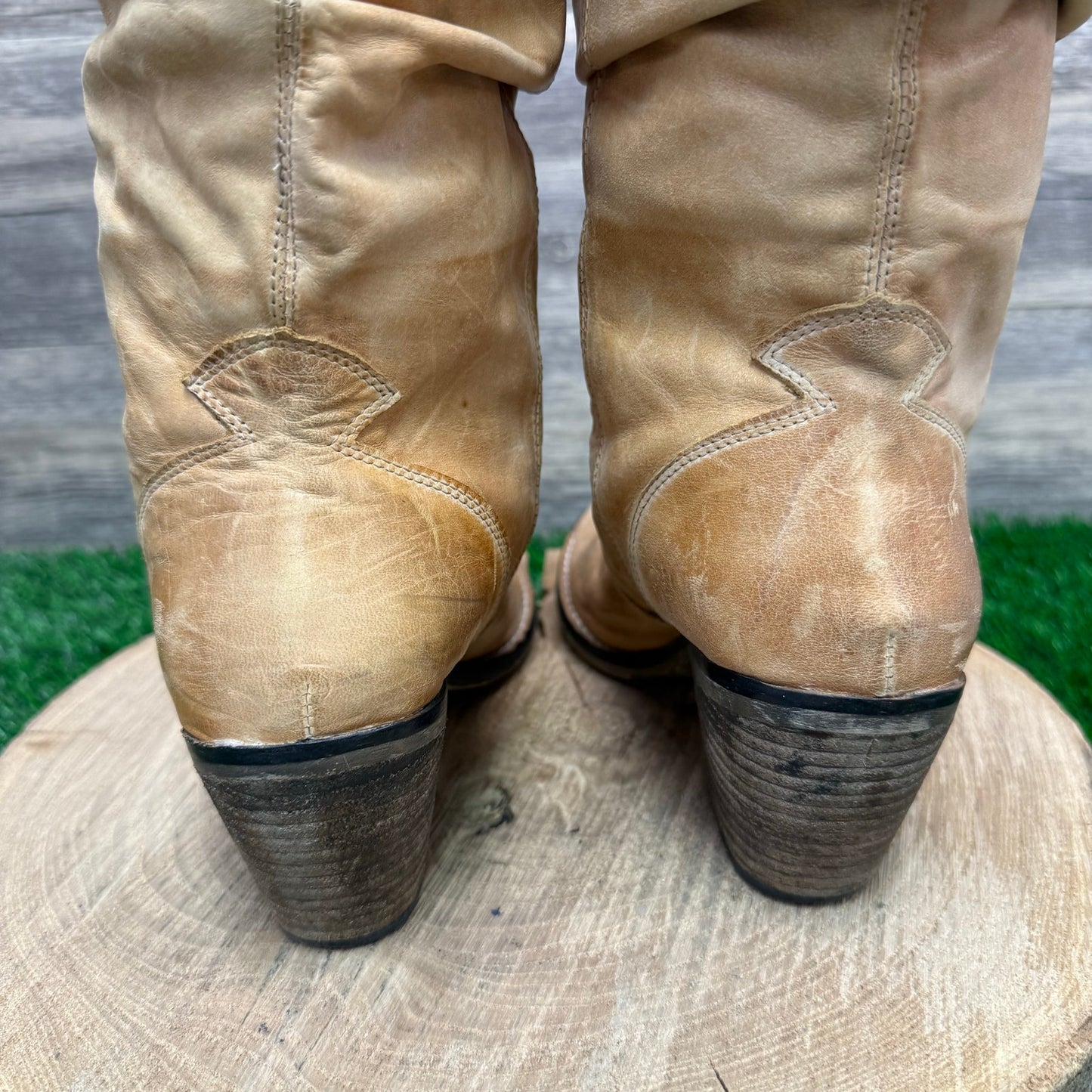Aldo Women - Size 8 - Distressed Tan Slouch Soft Faux Leather Boots