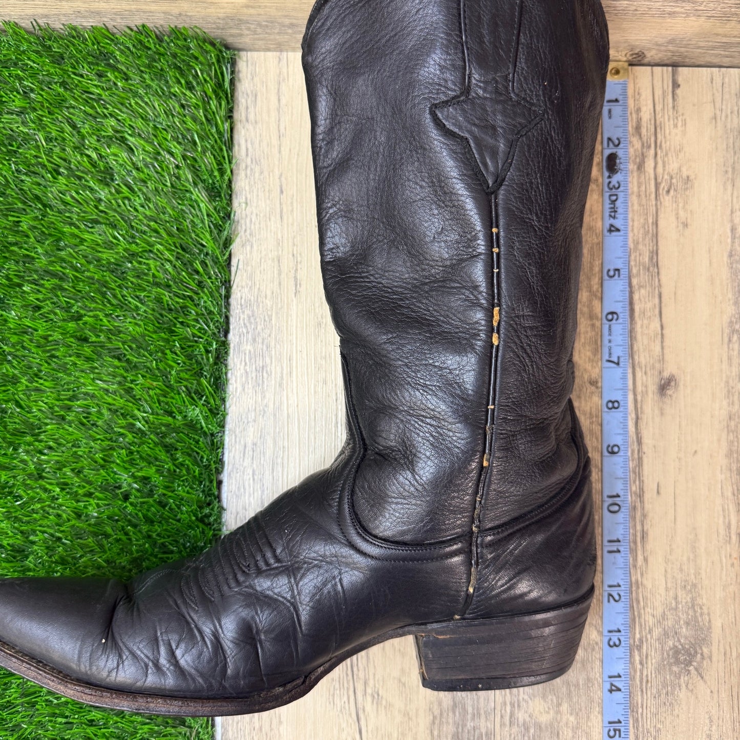 Zodiac Men - Size 9 - Vintage Black Snip Toe Western Cowboy Boots Style E221