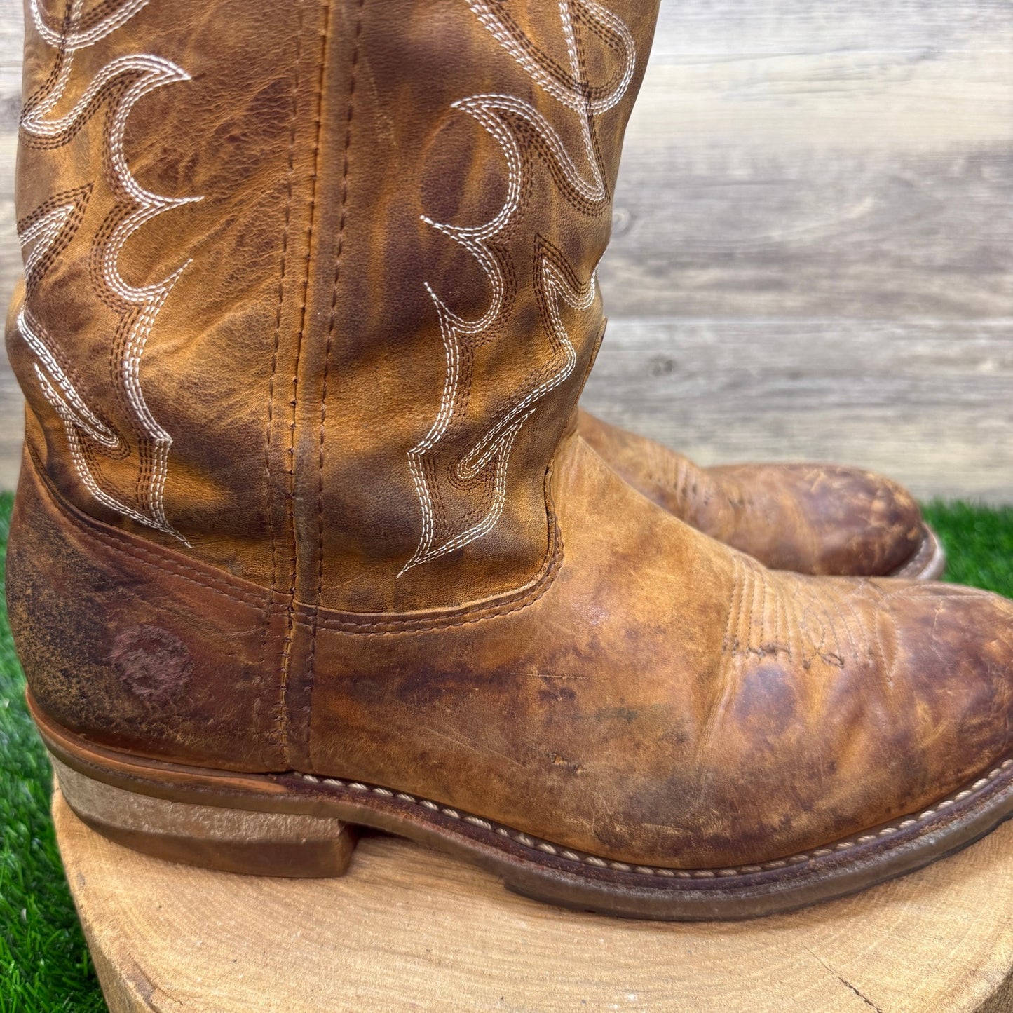 Double H Men - Size 12 - Brown Steel Toe Western Cowboy Boots