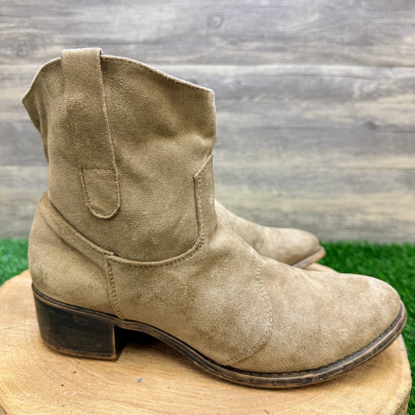 Jolimall Women - Size 8 - Tan Faux Leather Ankle Boots