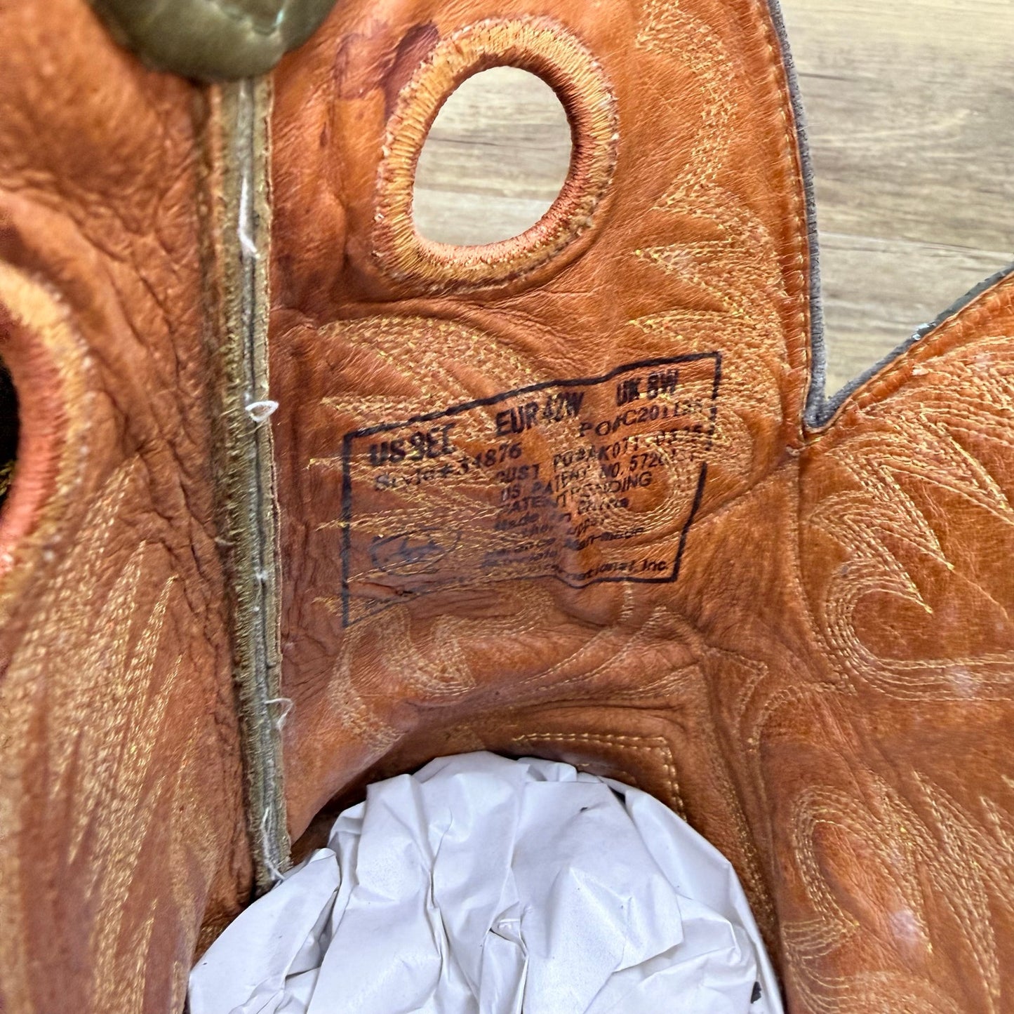 Ariat Men - Size 9EE - Tan/Green Square Toe Western Cowboy Boots 34876