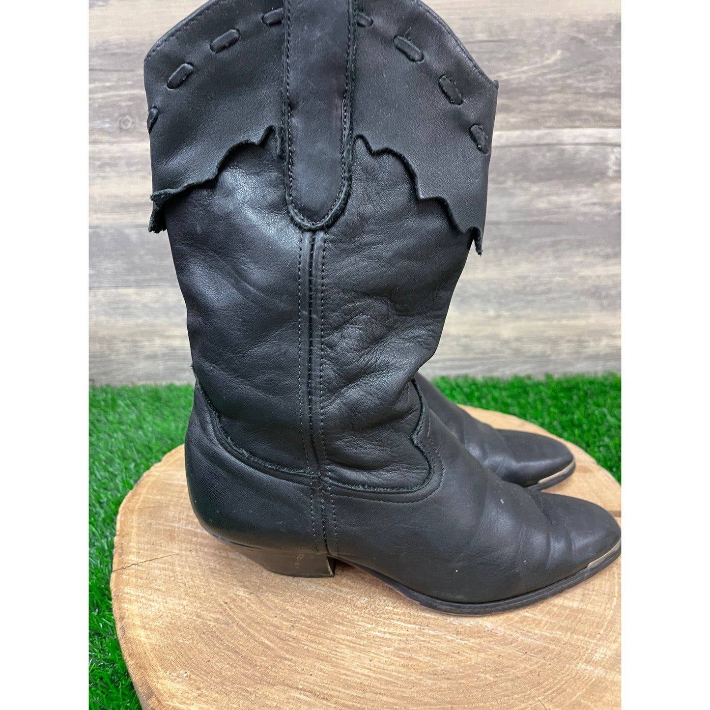 Code West Women - Size 6M - Vintage Black Soft Leather Cowboy Boots Style 170