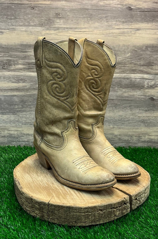 Dingo Men - Size 8D - Vintage Beige Cowboy Boots Style 7792