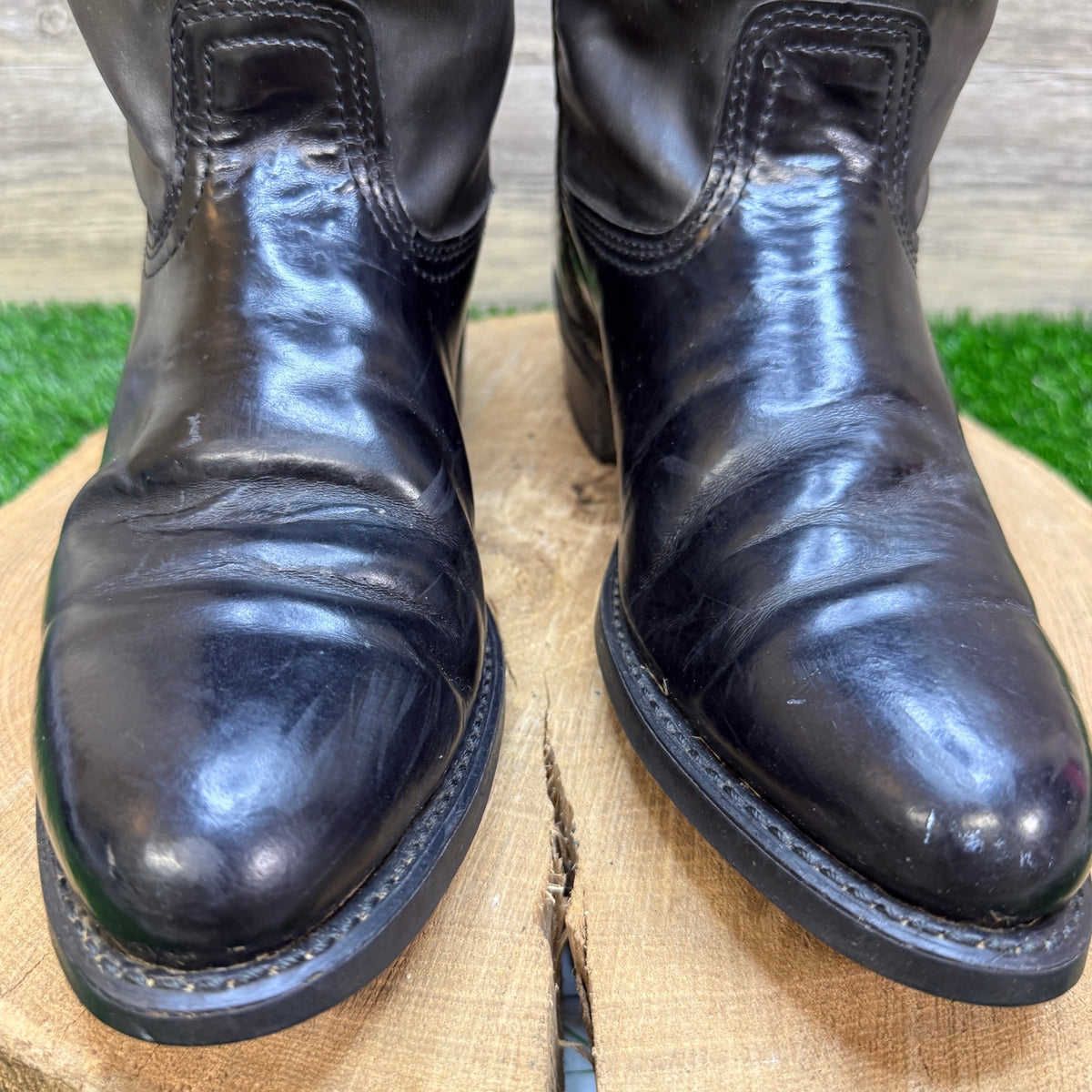 Durango Men - Size 9.5D - Vintage Black Smooth Made in USA Cowboy Boots 9690