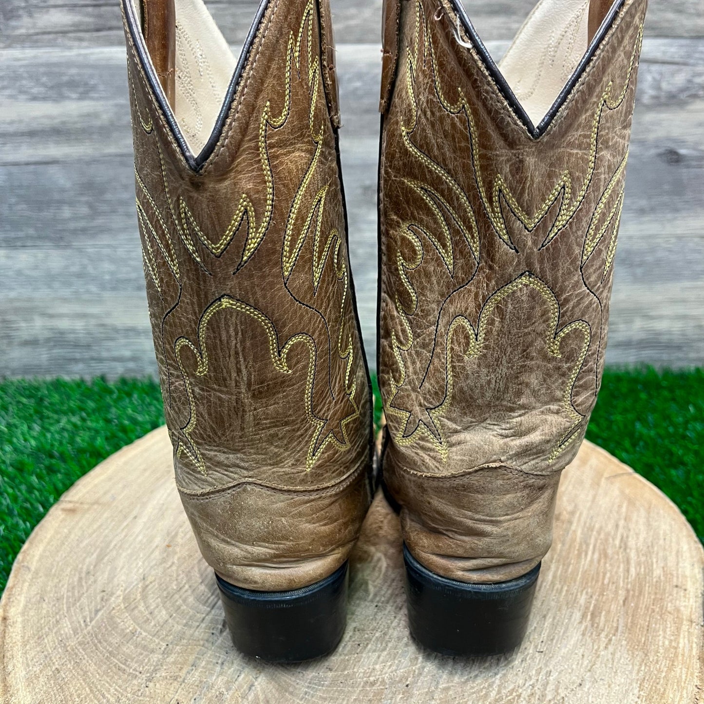 Old West Youth - Size 2.5 - Tan Cowboy Boots Style 8129